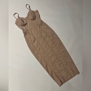 JLUXLABEL Nude Bodycon Midi Dress